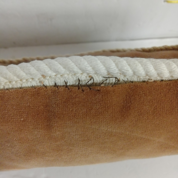 Vintage KEY WEST Accent Pillow Velveteen w/ Cross-Stitch Topping & Rope Edges He - Picture 7 of 8